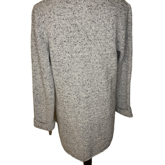 J Crew Mercantile Heather Gray Lambswool knit  mid- length sweater coat sz med - Picture 2 of 6